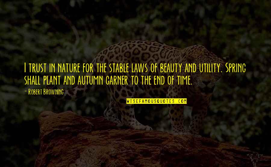 Beauty And Time Quotes By Robert Browning: I trust in nature for the stable laws