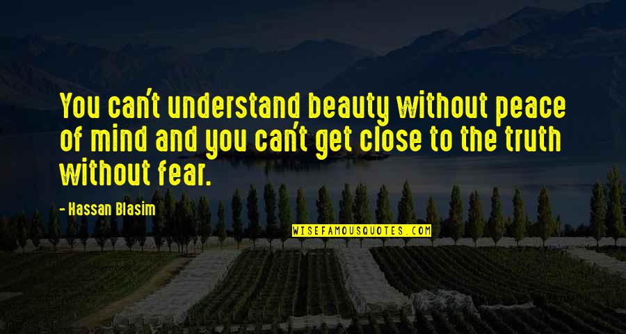 Beauty And Truth Quotes By Hassan Blasim: You can't understand beauty without peace of mind
