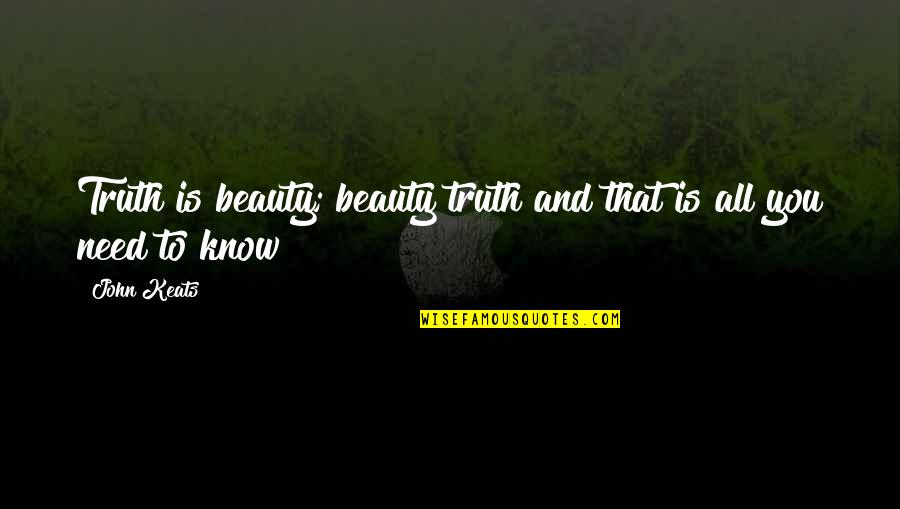 Beauty And Truth Quotes By John Keats: Truth is beauty; beauty truth and that is