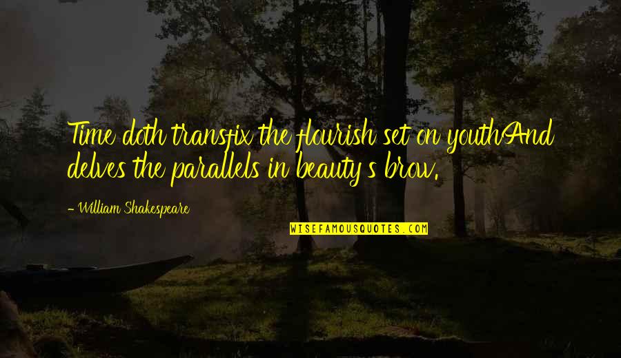 Beauty And Youth Quotes By William Shakespeare: Time doth transfix the flourish set on youthAnd