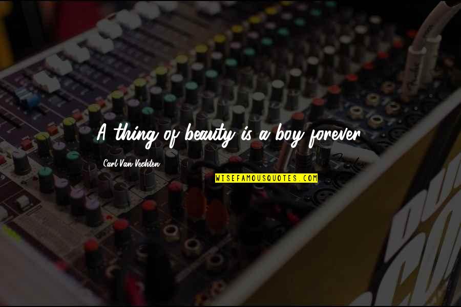 Beauty Boy Quotes By Carl Van Vechten: A thing of beauty is a boy forever.