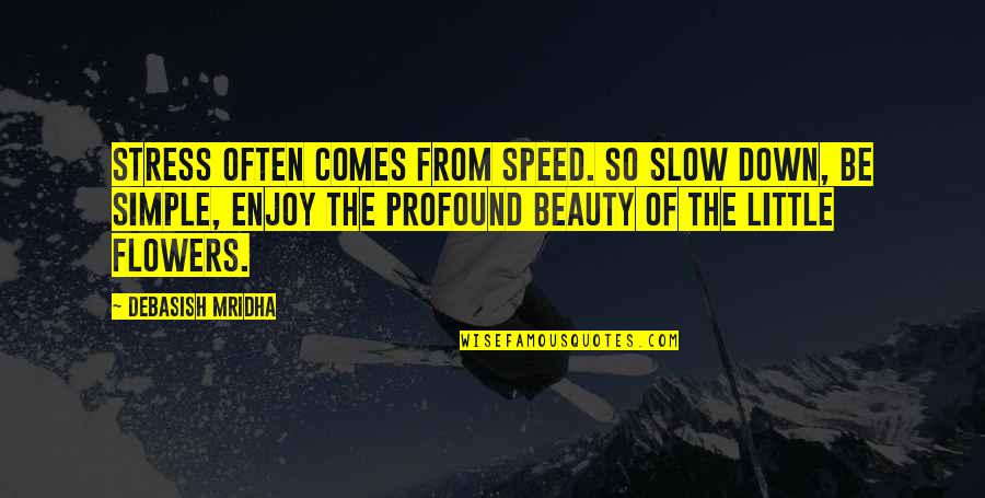 Beauty Comes Quotes By Debasish Mridha: Stress often comes from speed. So slow down,