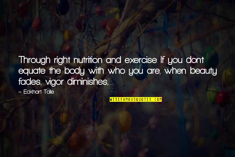 Beauty Fades But Quotes By Eckhart Tolle: Through right nutrition and exercise. If you don't