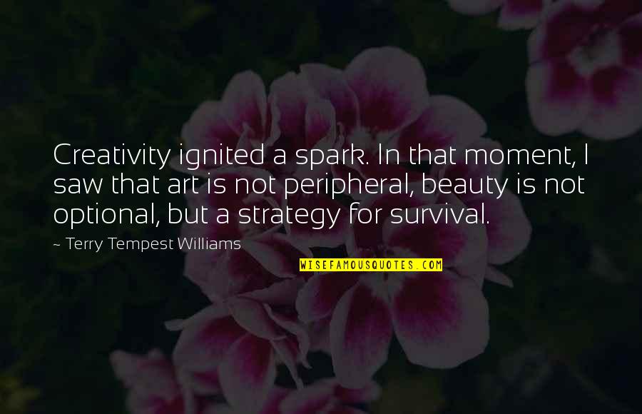 Beauty In Art Quotes By Terry Tempest Williams: Creativity ignited a spark. In that moment, I