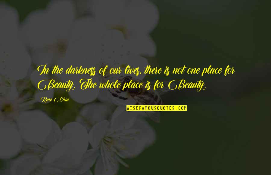 Beauty In Darkness Quotes By Rene Char: In the darkness of our lives, there is