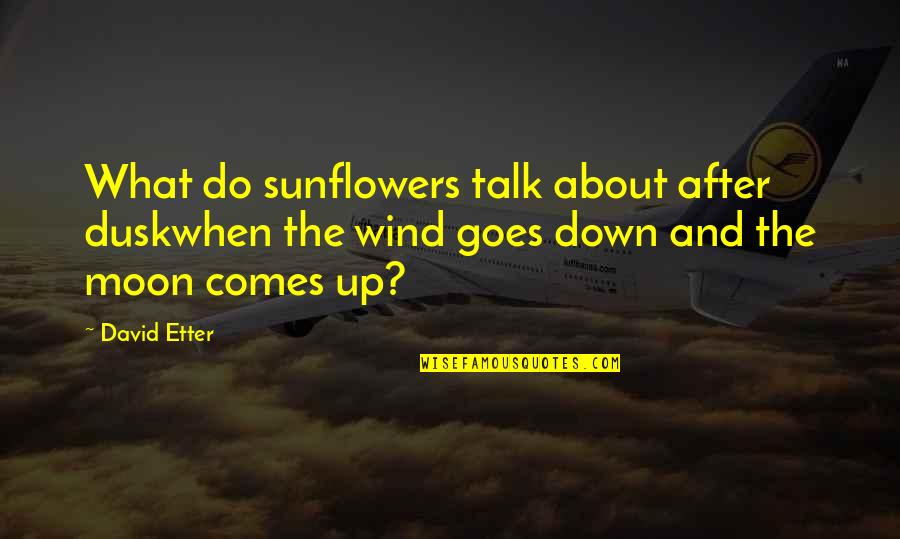 Beauty In Its Purest Form Quotes By David Etter: What do sunflowers talk about after duskwhen the