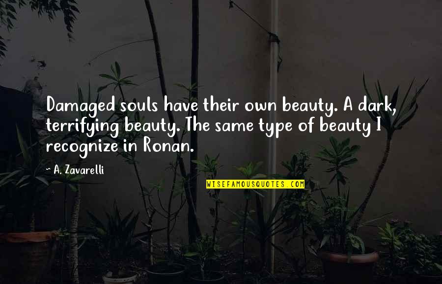 Beauty In The Dark Quotes By A. Zavarelli: Damaged souls have their own beauty. A dark,