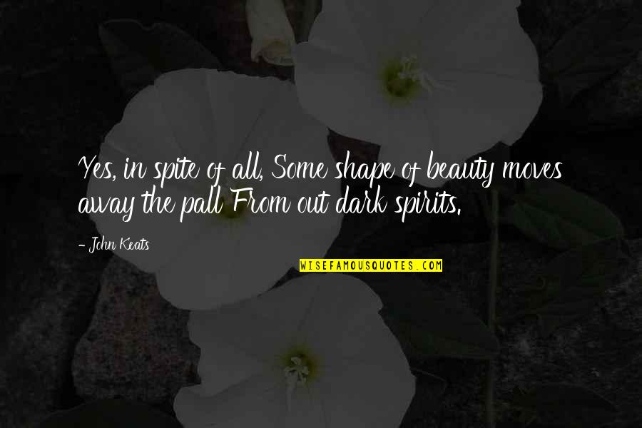 Beauty In The Dark Quotes By John Keats: Yes, in spite of all, Some shape of