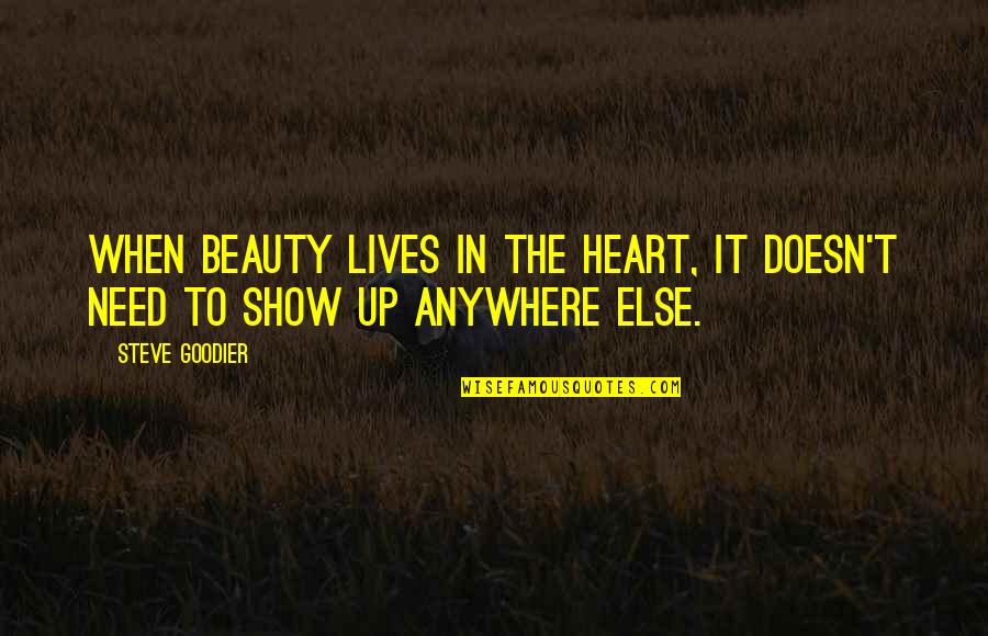 Beauty In The Heart Quotes By Steve Goodier: When beauty lives in the heart, it doesn't