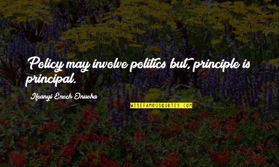 Beauty Is Embarrassing Quotes By Ifeanyi Enoch Onuoha: Policy may involve politics but, principle is principal.