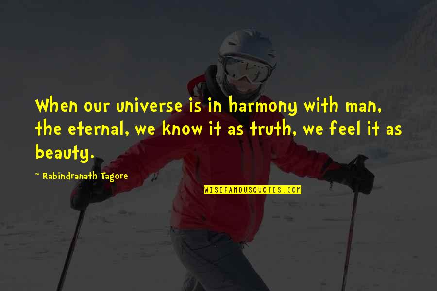 Beauty Is The Truth Quotes By Rabindranath Tagore: When our universe is in harmony with man,