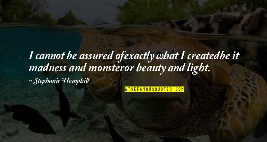 Beauty Light Quotes By Stephanie Hemphill: I cannot be assured ofexactly what I createdbe