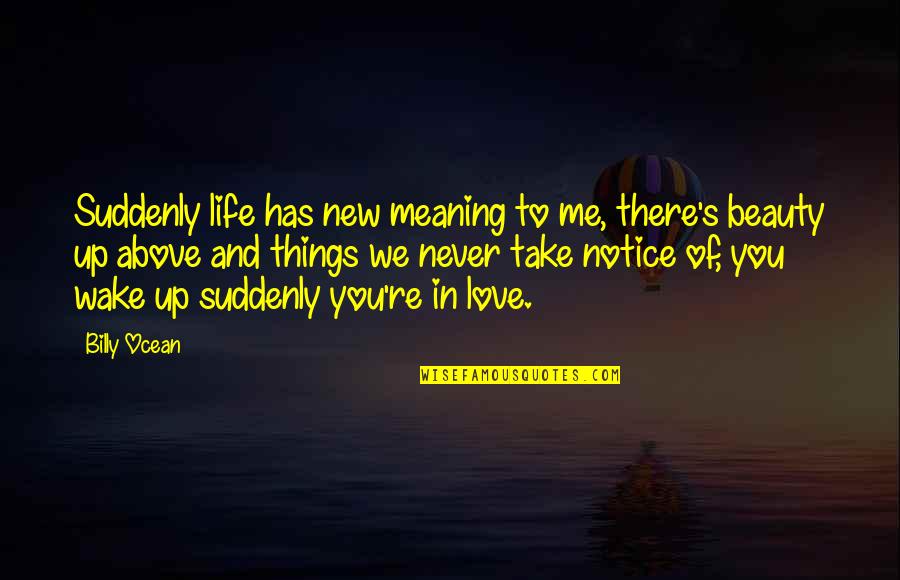 Beauty Love And Life Quotes By Billy Ocean: Suddenly life has new meaning to me, there's