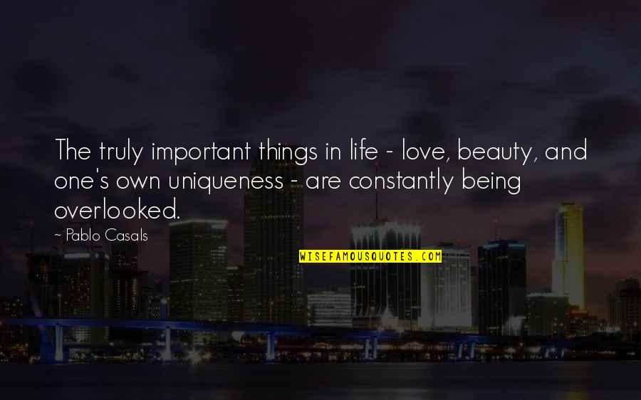 Beauty Love And Life Quotes By Pablo Casals: The truly important things in life - love,