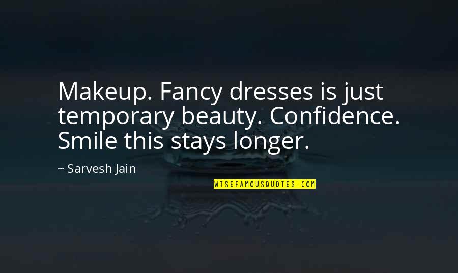 Beauty Makeup Quotes By Sarvesh Jain: Makeup. Fancy dresses is just temporary beauty. Confidence.