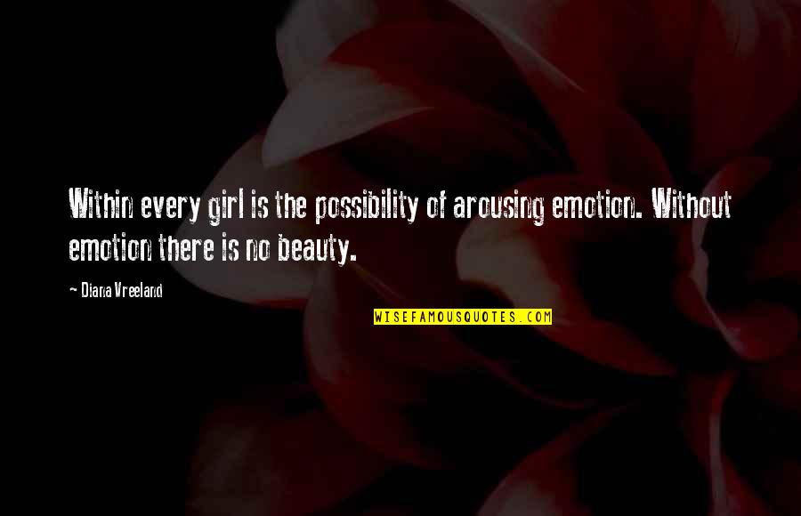 Beauty Of A Girl Quotes By Diana Vreeland: Within every girl is the possibility of arousing
