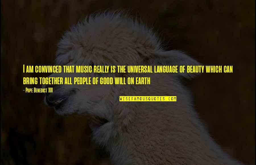 Beauty Of Earth Quotes By Pope Benedict XVI: I am convinced that music really is the