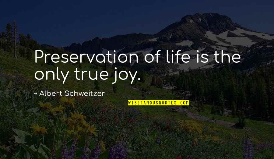 Beauty Of God's Creation Quotes By Albert Schweitzer: Preservation of life is the only true joy.