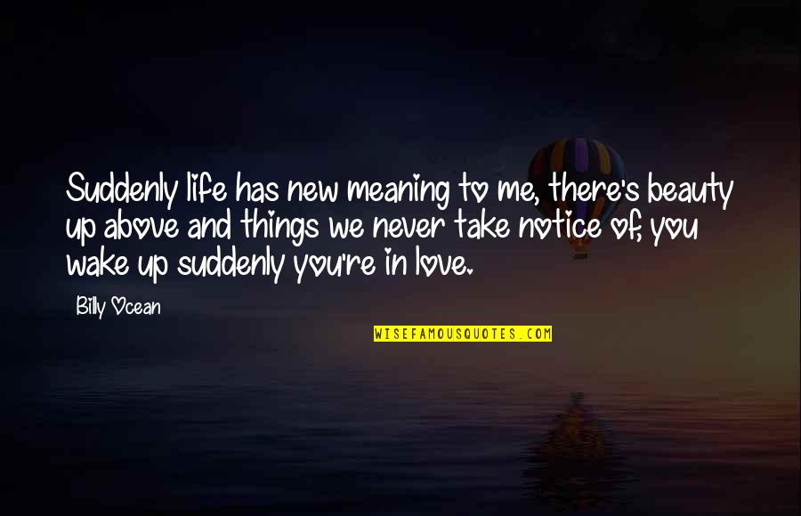 Beauty Of Life Quotes By Billy Ocean: Suddenly life has new meaning to me, there's