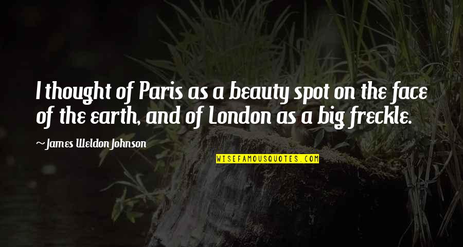 Beauty On Earth Quotes By James Weldon Johnson: I thought of Paris as a beauty spot