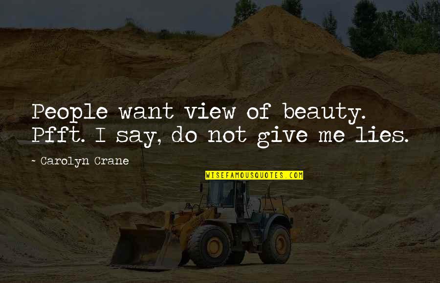 Beauty View Quotes By Carolyn Crane: People want view of beauty. Pfft. I say,