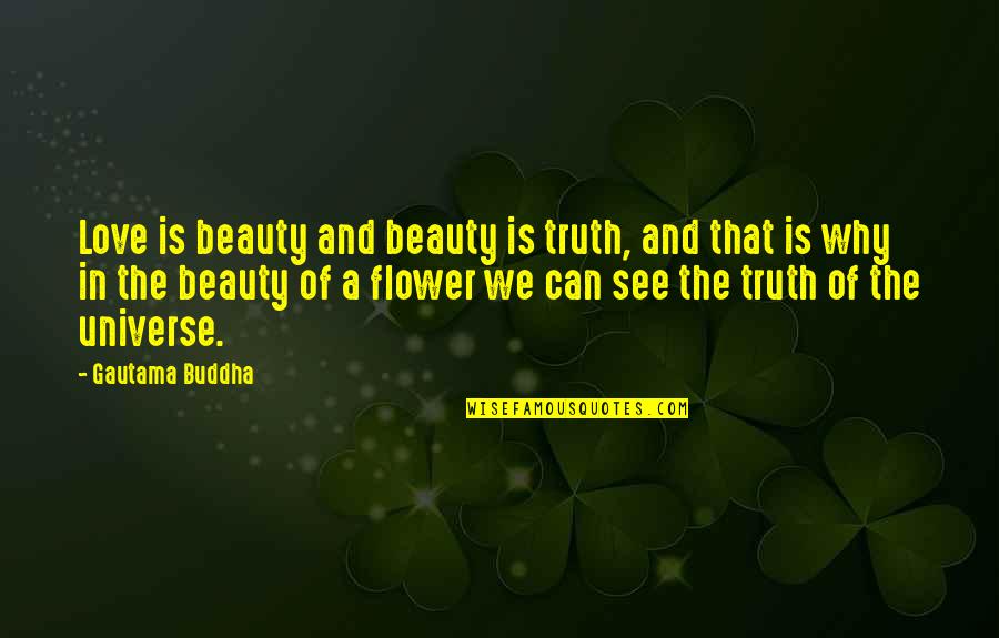 Beauty We See Quotes By Gautama Buddha: Love is beauty and beauty is truth, and