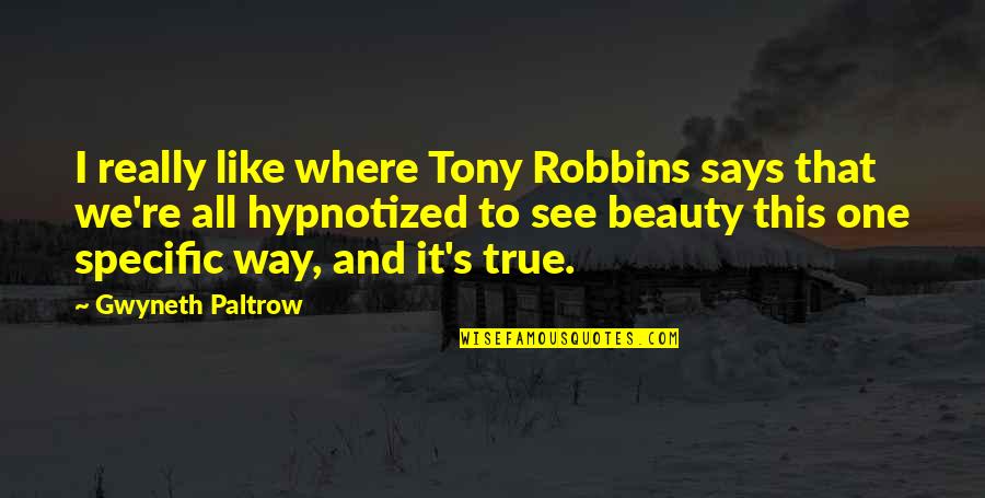Beauty We See Quotes By Gwyneth Paltrow: I really like where Tony Robbins says that