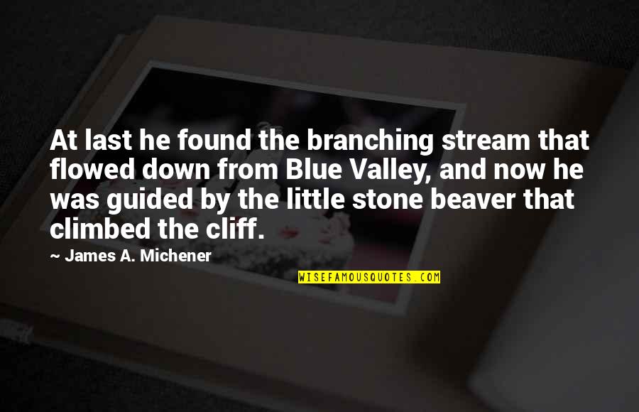 Beaver Quotes By James A. Michener: At last he found the branching stream that