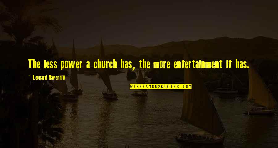 Bebenek Quotes By Leonard Ravenhill: The less power a church has, the more Bebenek Quotes By Leonard Ravenhill: The less power a church has, the more