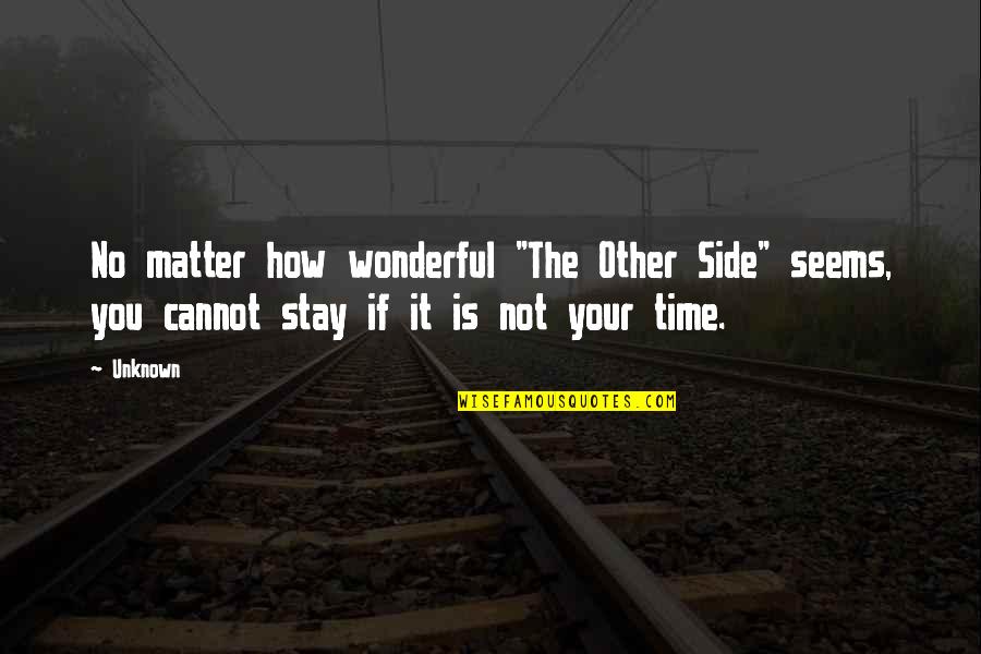 Bebenhausen Quotes By Unknown: No matter how wonderful "The Other Side" seems,