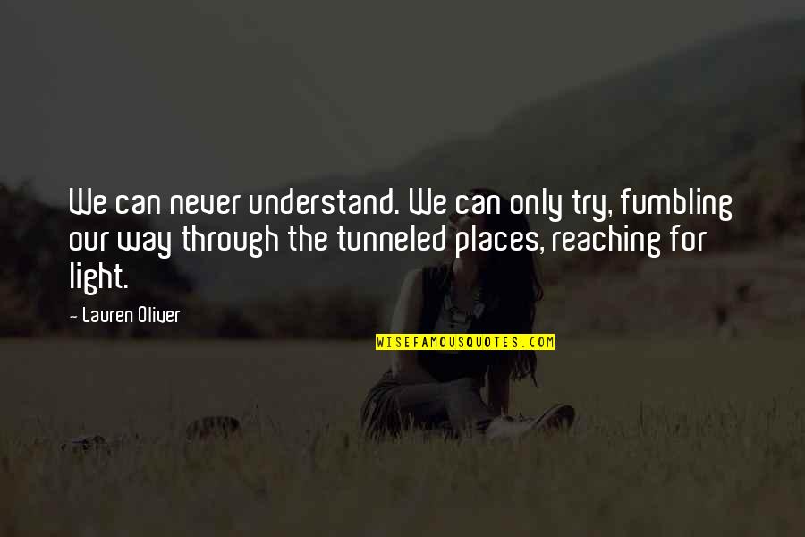Becaude Quotes By Lauren Oliver: We can never understand. We can only try, Becaude Quotes By Lauren Oliver: We can never understand. We can only try,
