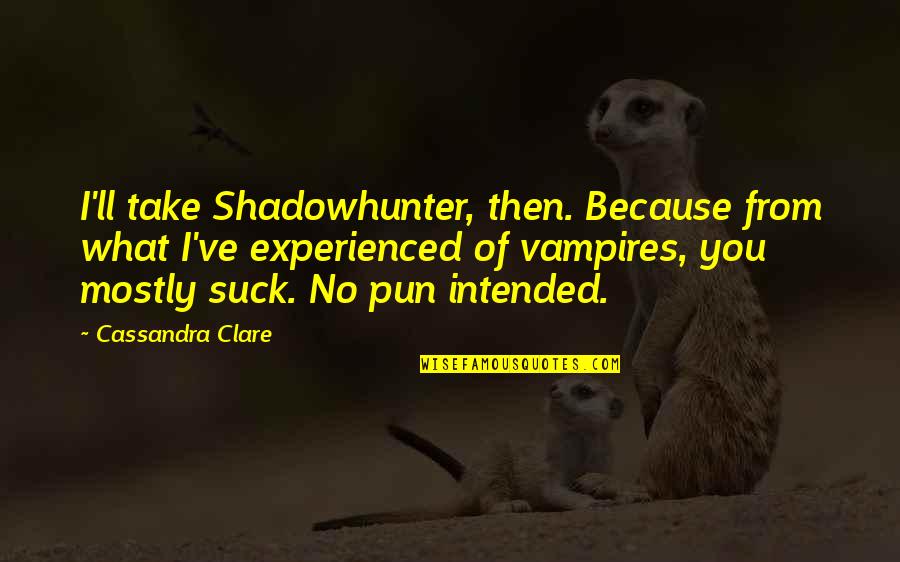 Because Because Quotes By Cassandra Clare: I'll take Shadowhunter, then. Because from what I've