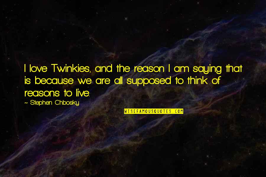 Because I Am Quotes By Stephen Chbosky: I love Twinkies, and the reason I am
