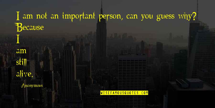 Because I Can Quotes By Anonymous: I am not an important person, can you