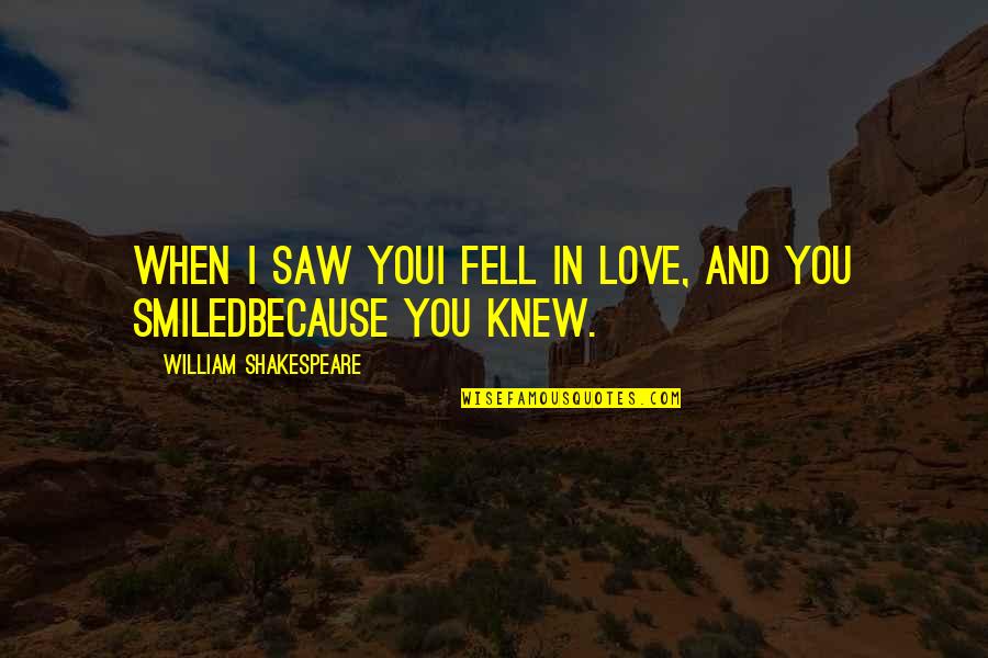 Because I Knew You Quotes By William Shakespeare: When I saw youI fell in love, and