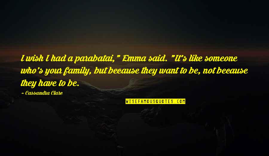 Because I Love Quotes By Cassandra Clare: I wish I had a parabatai," Emma said.