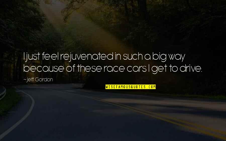 Because Race Car Quotes By Jeff Gordon: I just feel rejuvenated in such a big