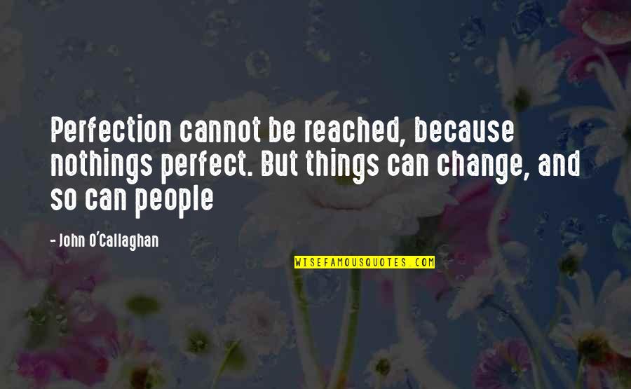 Because Things Change Quotes By John O'Callaghan: Perfection cannot be reached, because nothings perfect. But