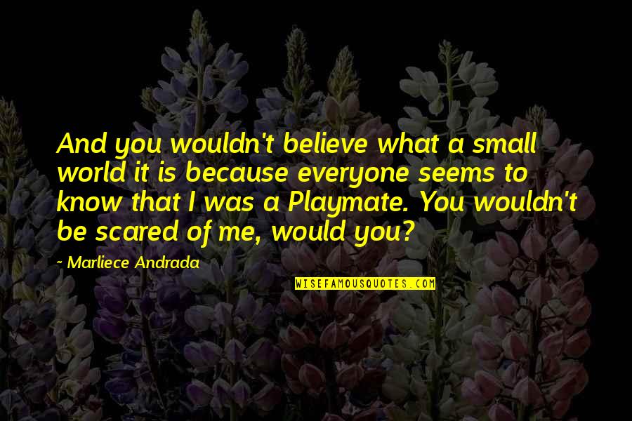 Because You Believe In Me Quotes By Marliece Andrada: And you wouldn't believe what a small world