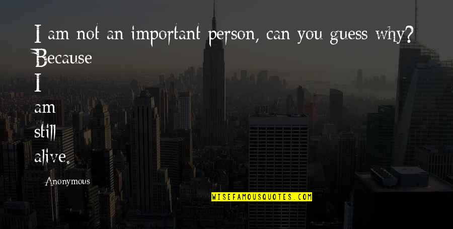 Because You Can Quotes By Anonymous: I am not an important person, can you