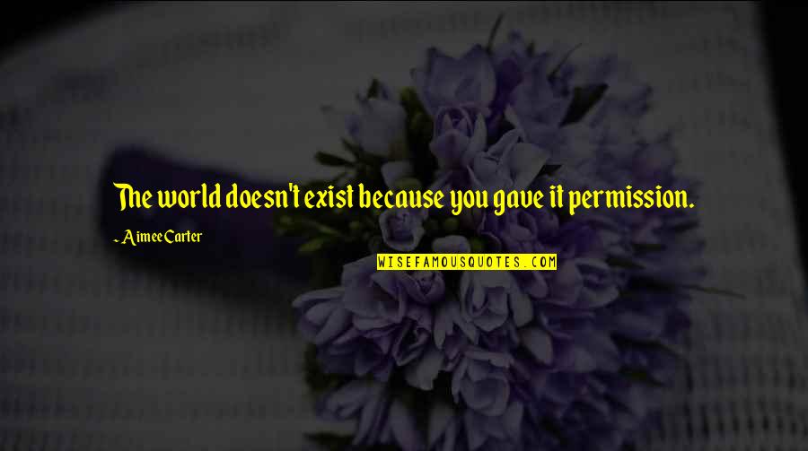 Because You Exist Quotes By Aimee Carter: The world doesn't exist because you gave it