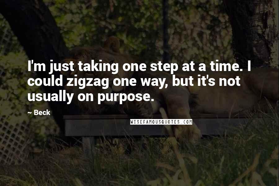 Beck quotes: I'm just taking one step at a time. I could zigzag one way, but it's not usually on purpose.
