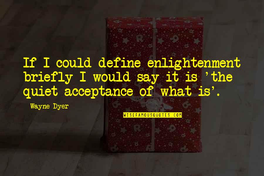 Beck Rivera Quotes By Wayne Dyer: If I could define enlightenment briefly I would