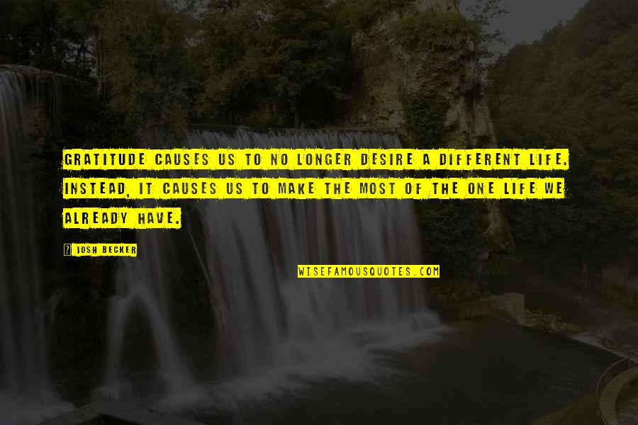 Becker Quotes By Josh Becker: Gratitude causes us to no longer desire a