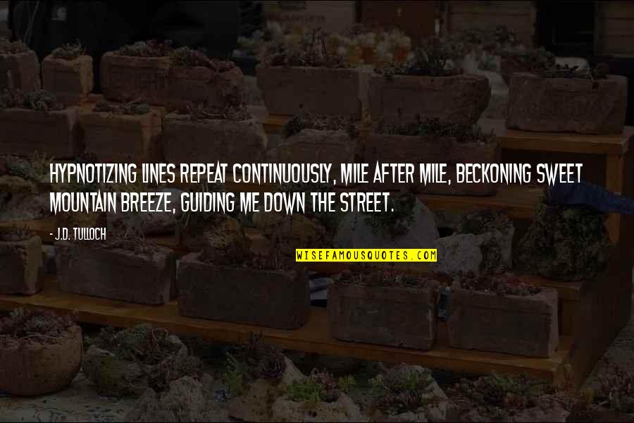 Beckoning Quotes By J.D. Tulloch: Hypnotizing lines repeat continuously, mile after mile, beckoning