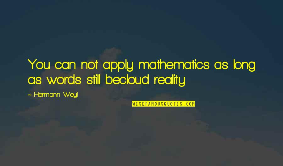 Becloud Quotes By Hermann Weyl: You can not apply mathematics as long as