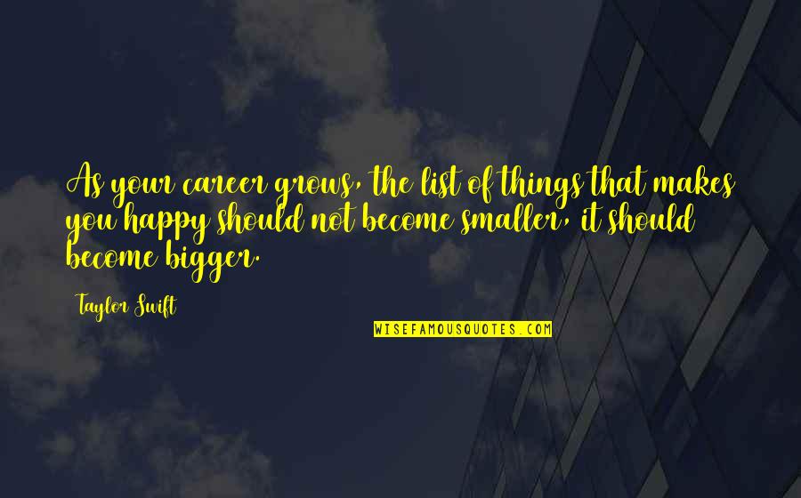 Become Happy Quotes By Taylor Swift: As your career grows, the list of things