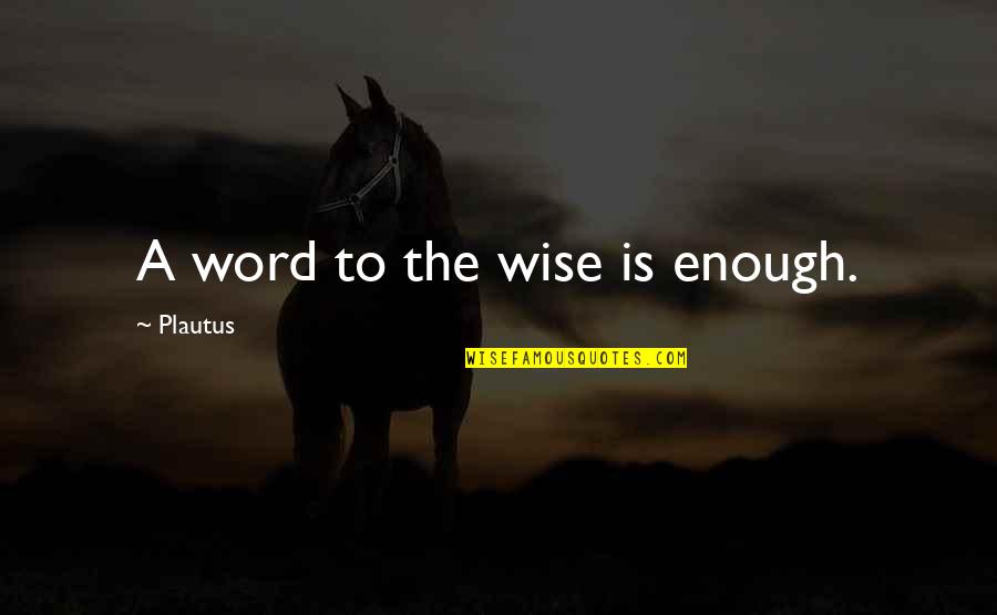 Becomin Quotes By Plautus: A word to the wise is enough.