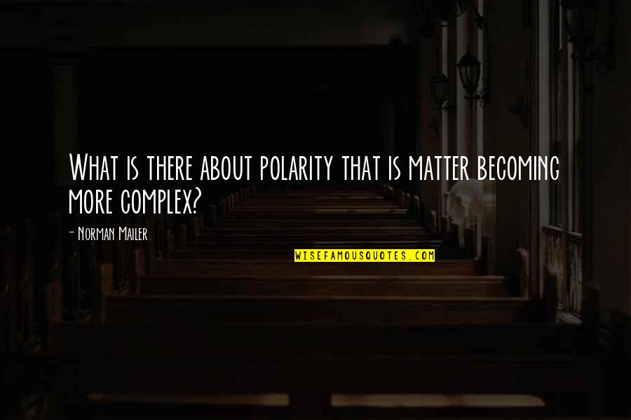 Becoming More Quotes By Norman Mailer: What is there about polarity that is matter