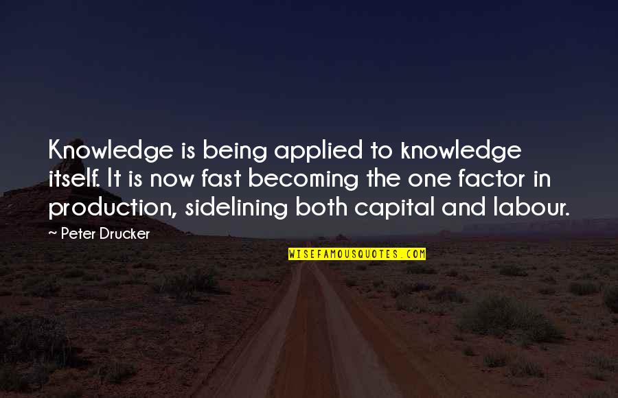 Becoming One Quotes By Peter Drucker: Knowledge is being applied to knowledge itself. It